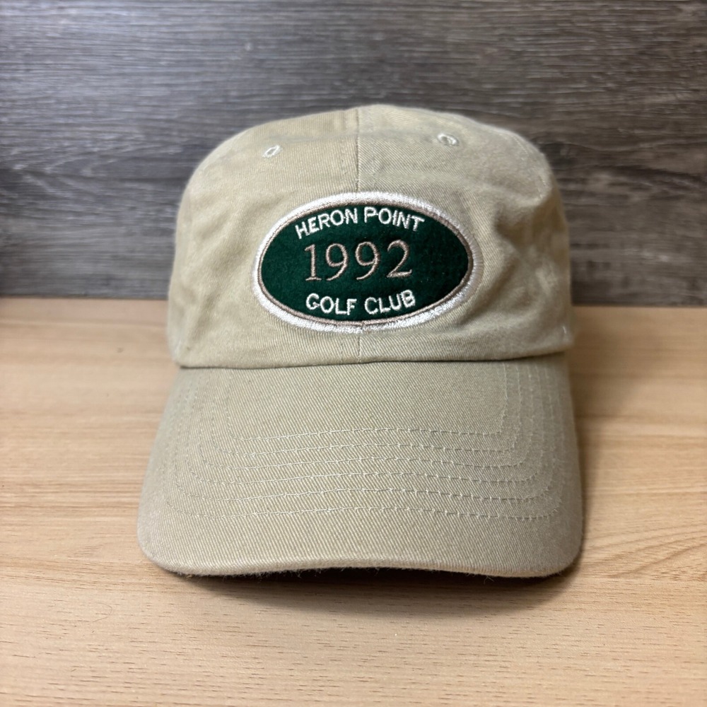 Heron Point Golf Course Hat Cap Strap Back Brown Logo‎ Patch Adjustable